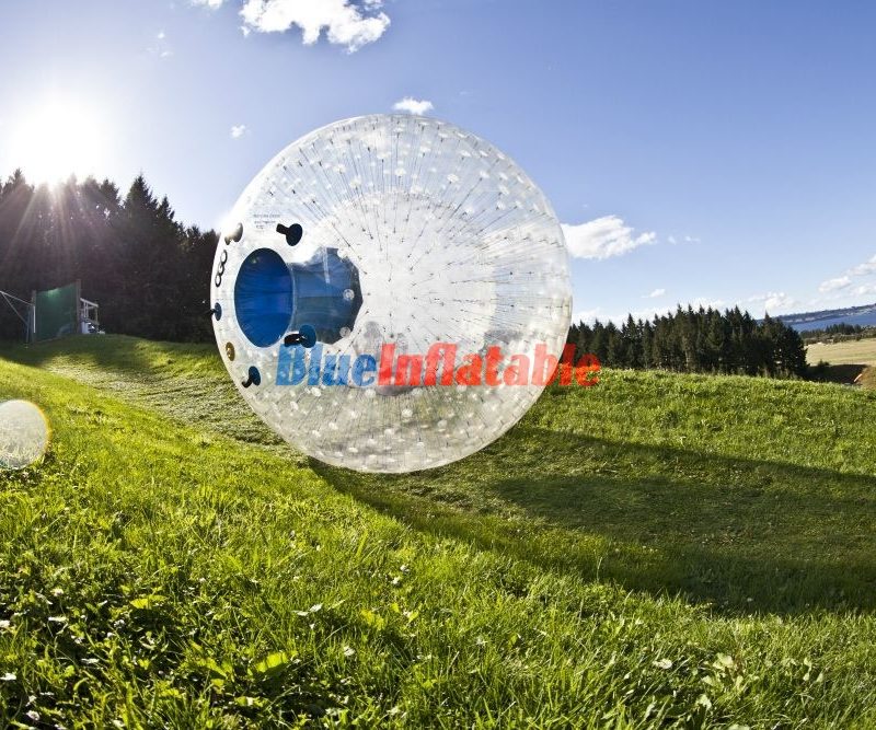 Clear Giant Zorb Ball, Human Inside Zorbing Ball Rolling with RED/YELLOW/BLUE Entrance