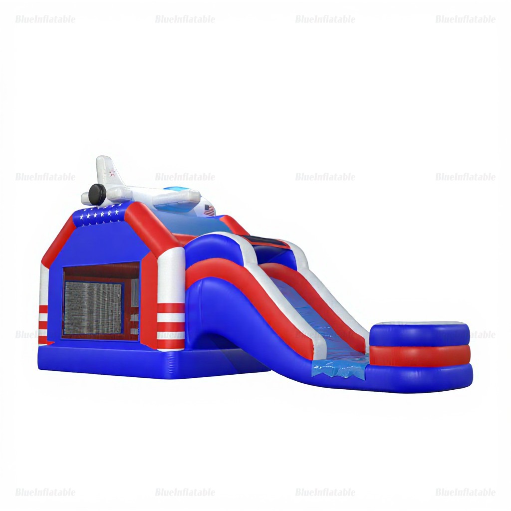 Patriotic Airplane Bounce House & Water Slide Combo - Image 2