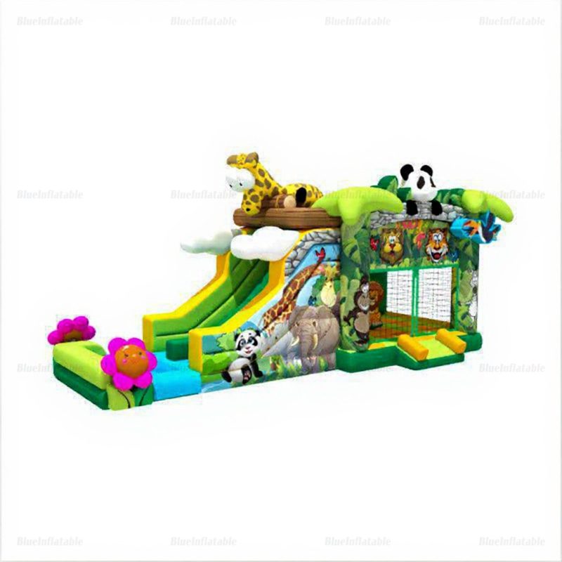 Animal World 8m Inflatable Bounce House with Slide