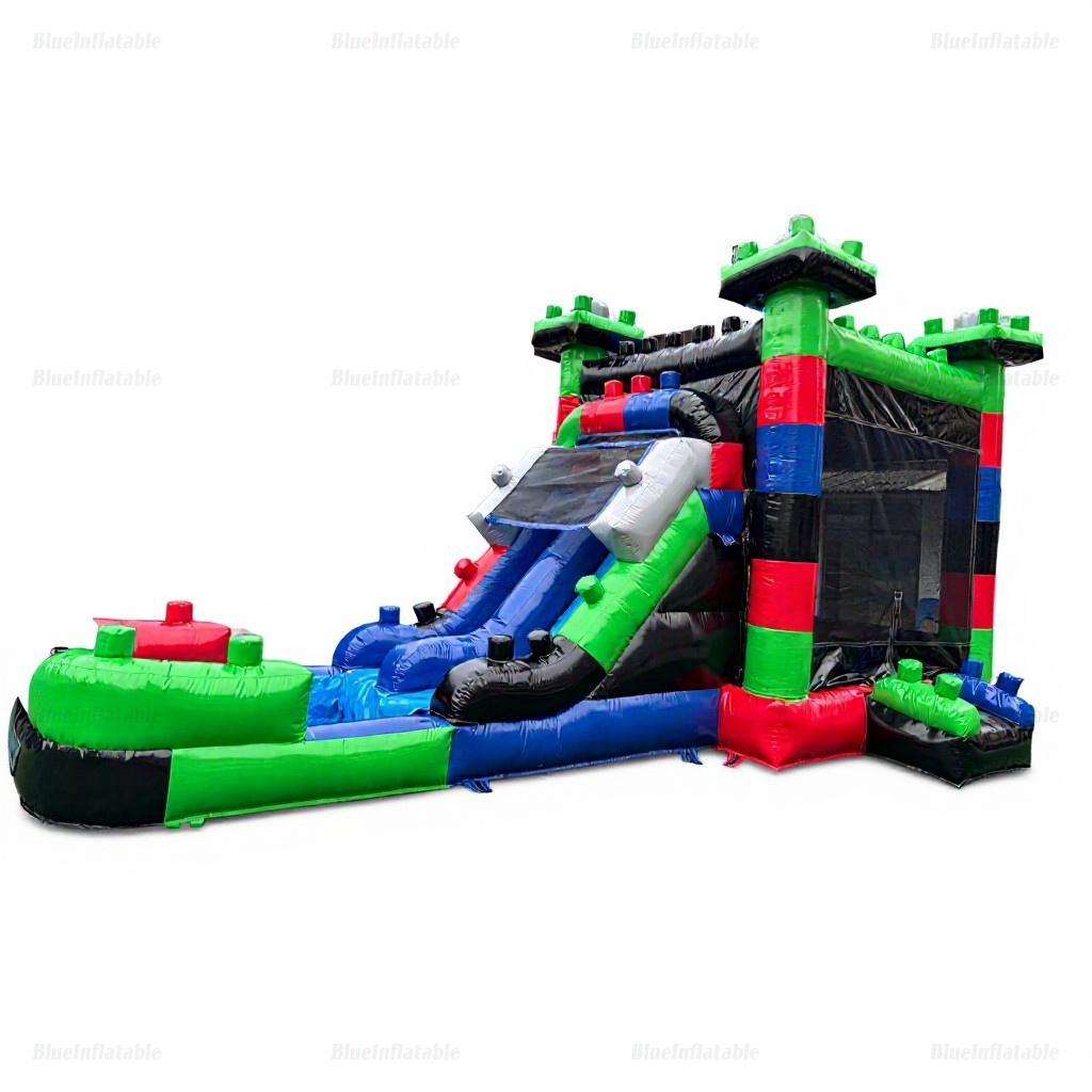 Block Combo Inflatable Water Slide & Bounce House Rental