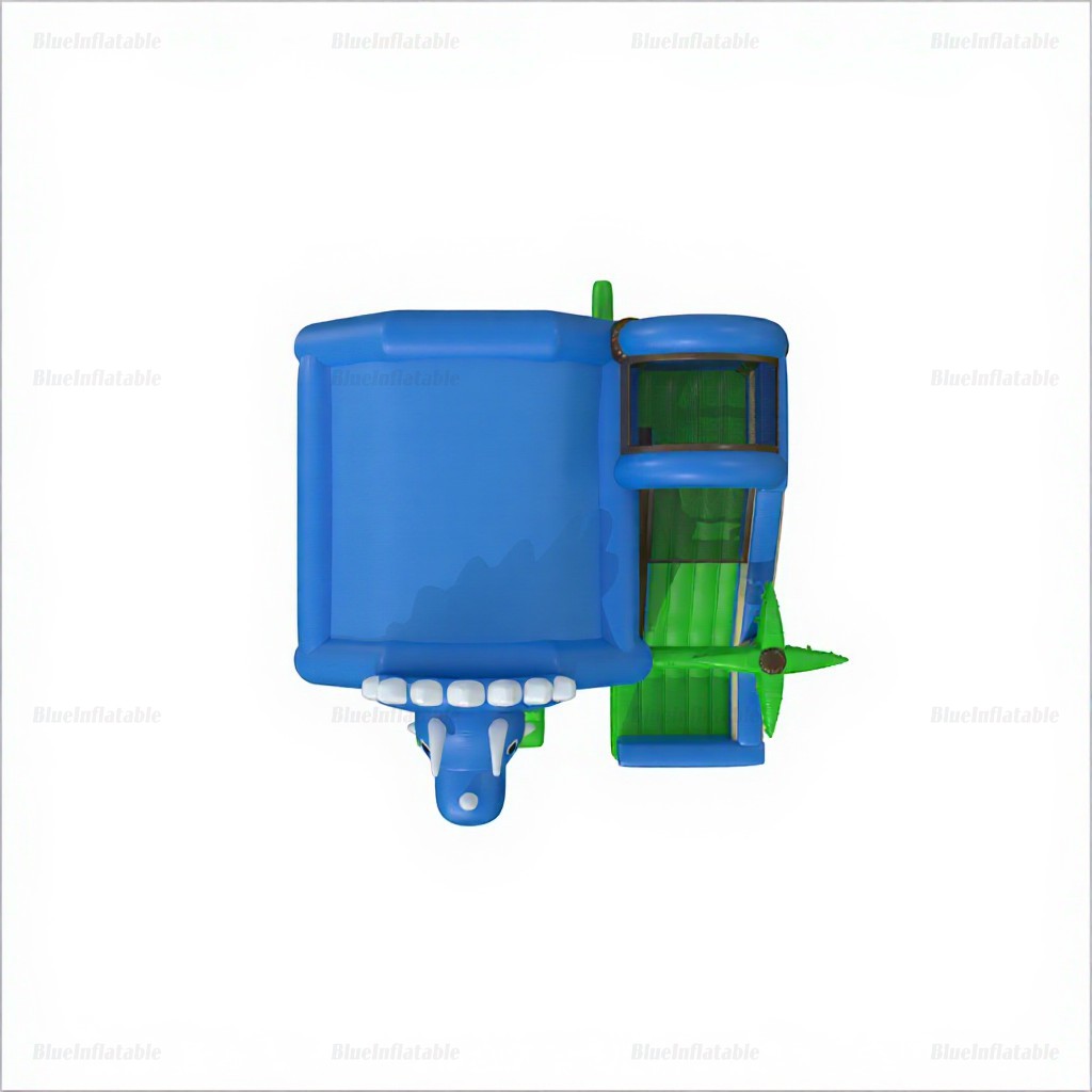 Blue Triceratops Inflatable Bounce House Slide Combo - Image 3