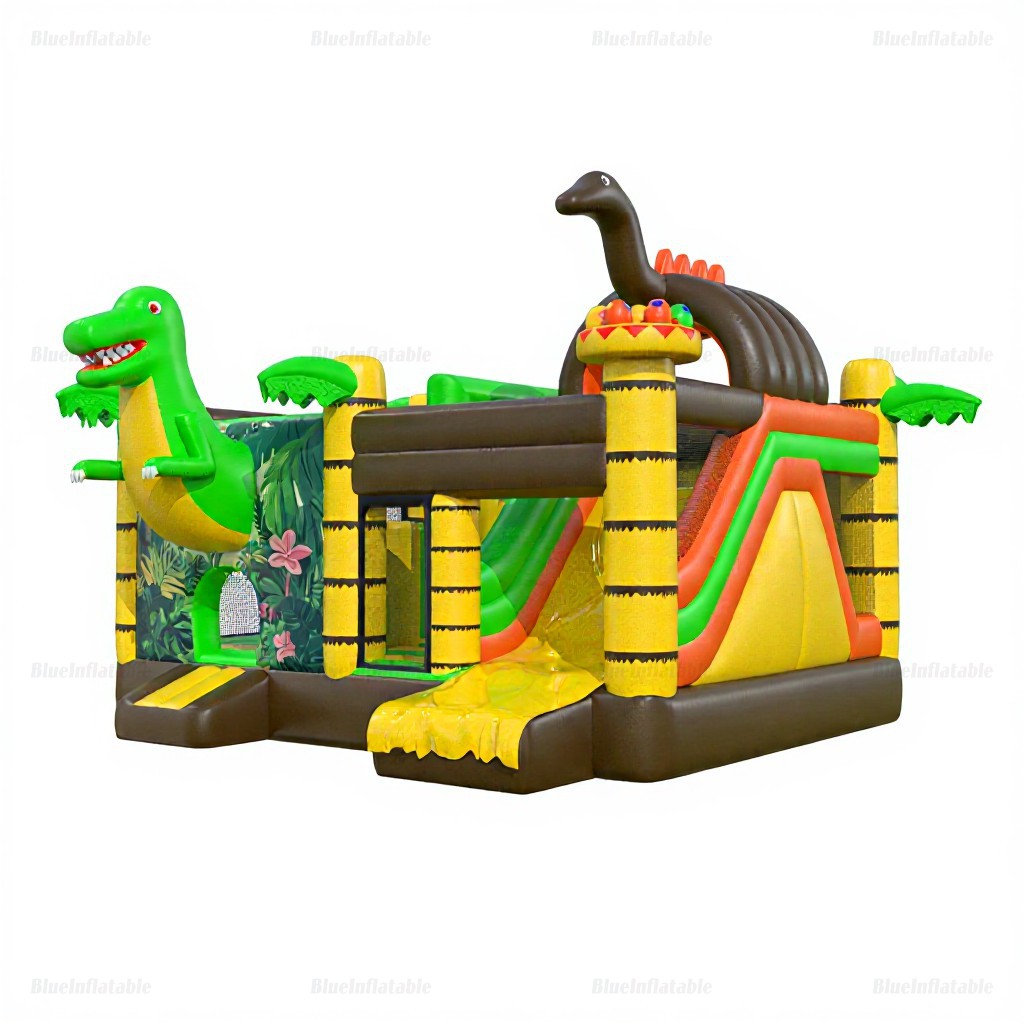 Dinosaur Jungle Inflatable Bounce House with Slide - Image 2