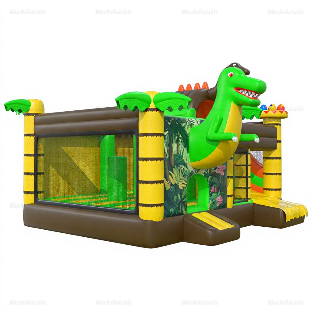 Dinosaur Jungle Inflatable Bounce House with Slide - Image 3