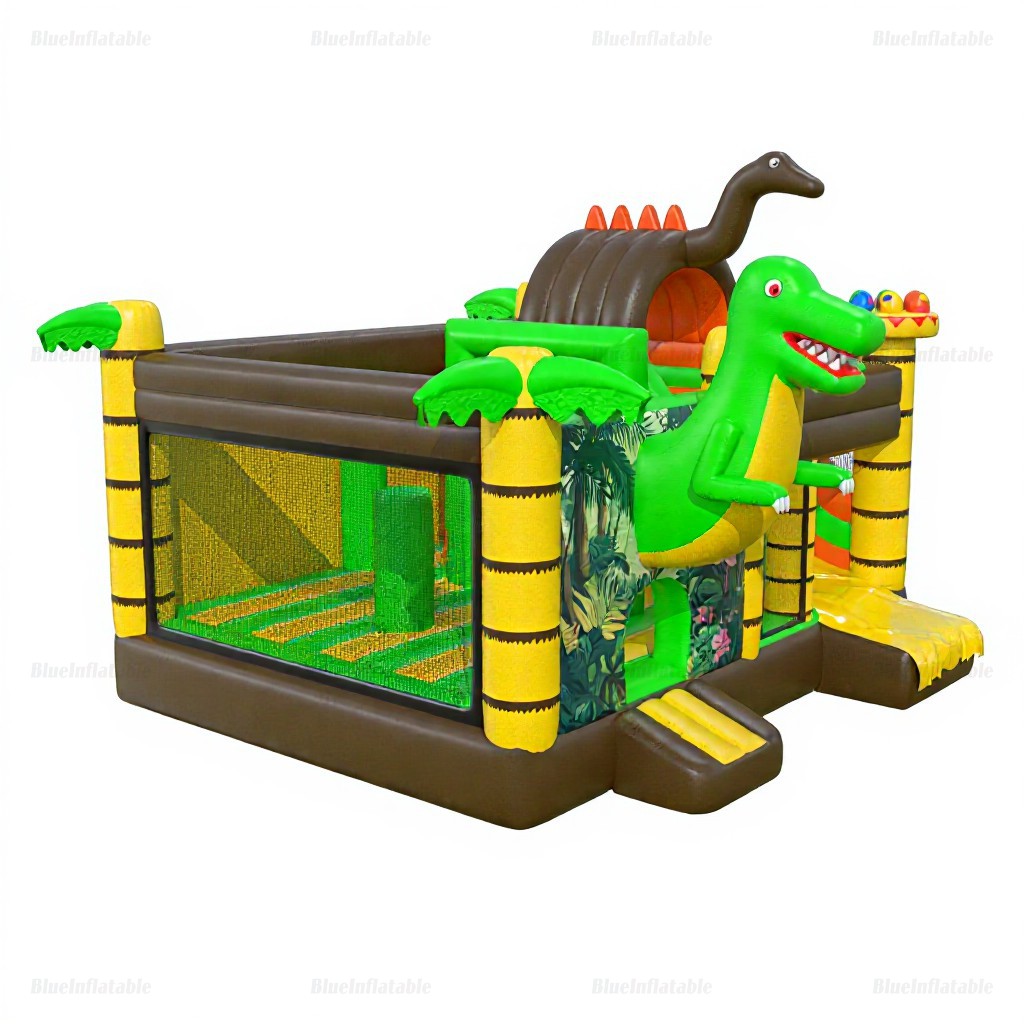 Dinosaur Jungle Inflatable Bounce House with Slide - Image 6