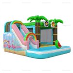 Tropical Inflatable Water Slide & Bounce House Combo Rental
