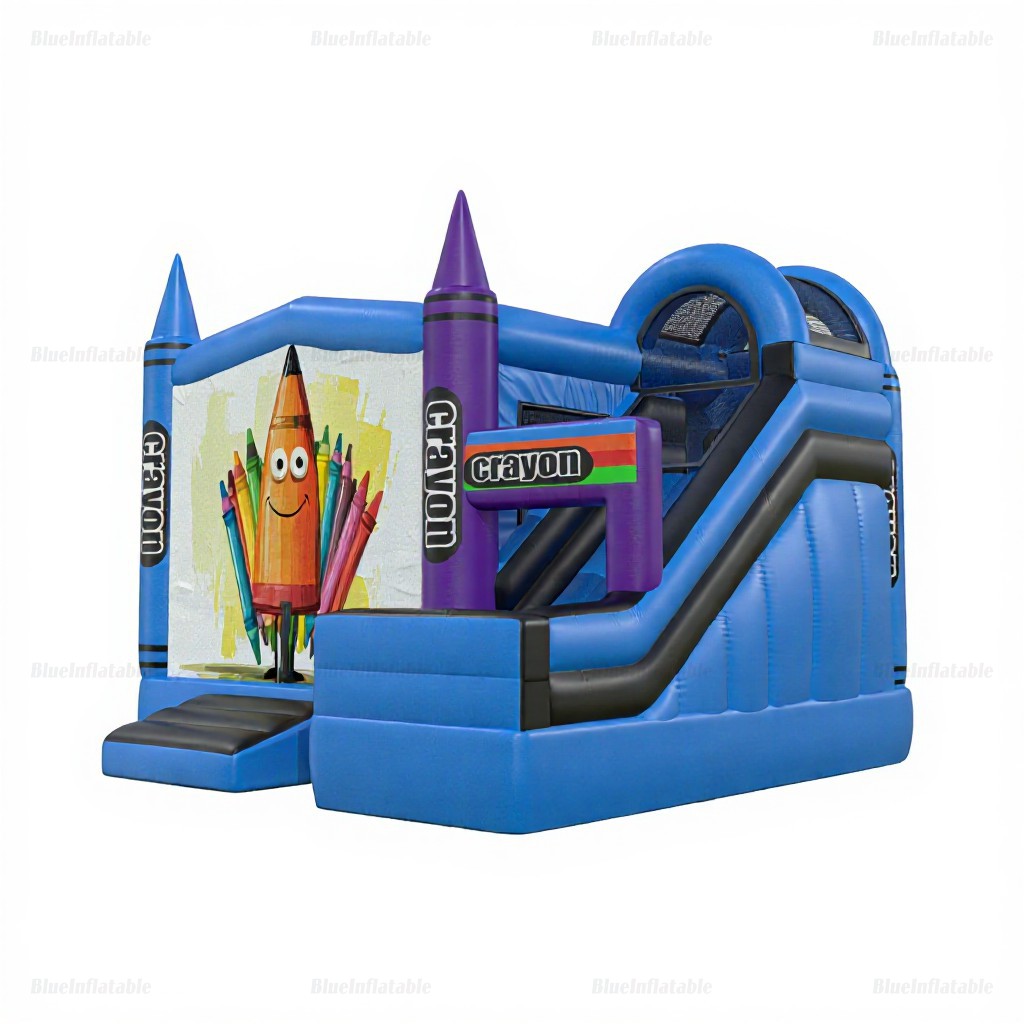 Crayon Bounce House & Large Slide Inflatable Combo