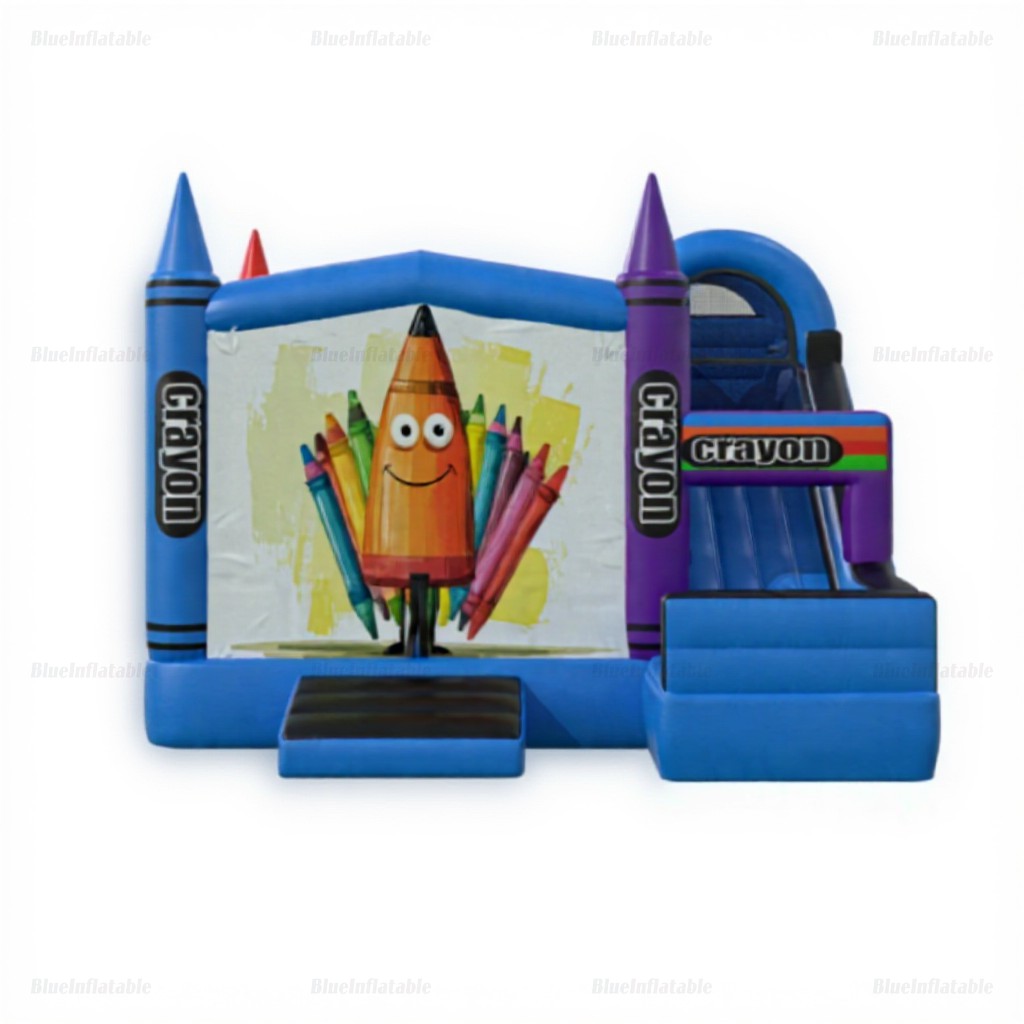 Crayon Bounce House & Large Slide Inflatable Combo - Image 4