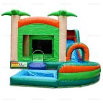 Jungle Combo Inflatable Water Slide & Bounce House with Pool