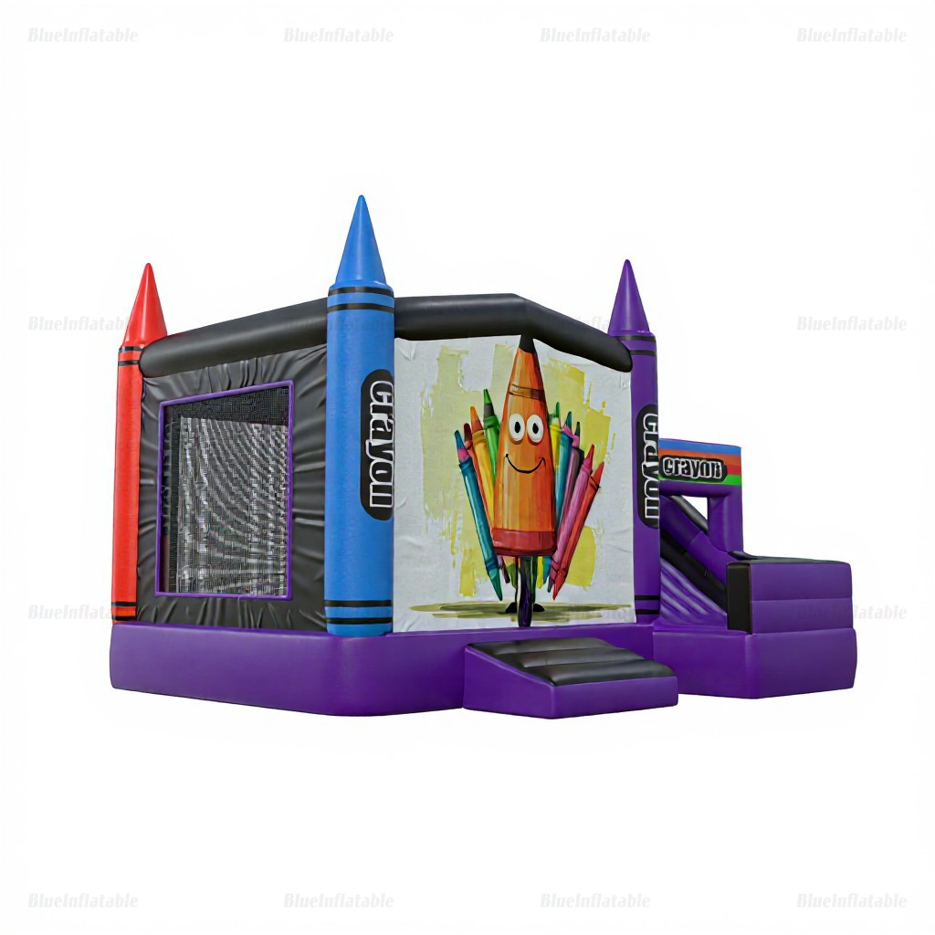 Crayon Combo Inflatable Bounce House with Slide - Image 2