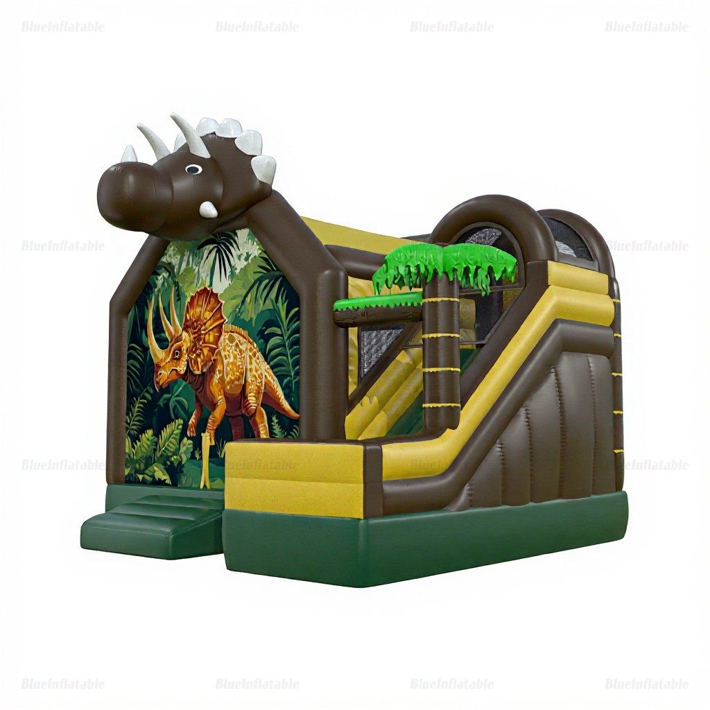 Dinosaur Triceratops Inflatable Bouncer & Slide Combo