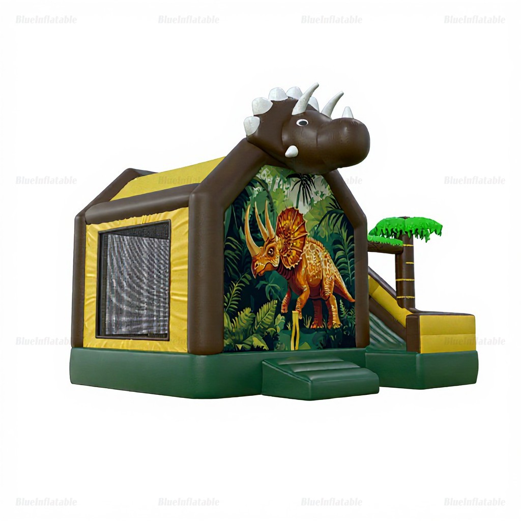 Dinosaur Triceratops Inflatable Bouncer & Slide Combo - Image 2