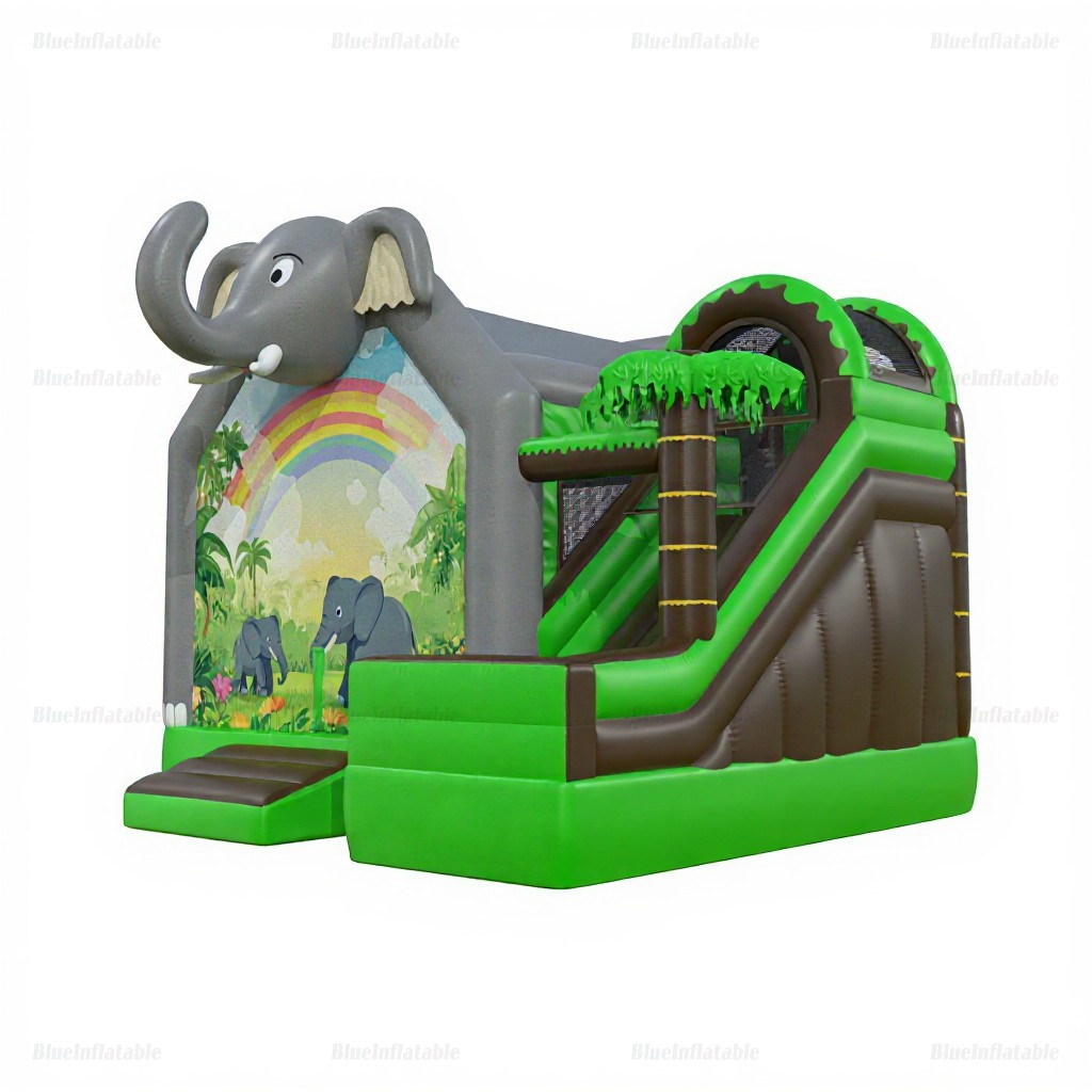 Elephant Jungle Inflatable Bounce House & Slide Combo