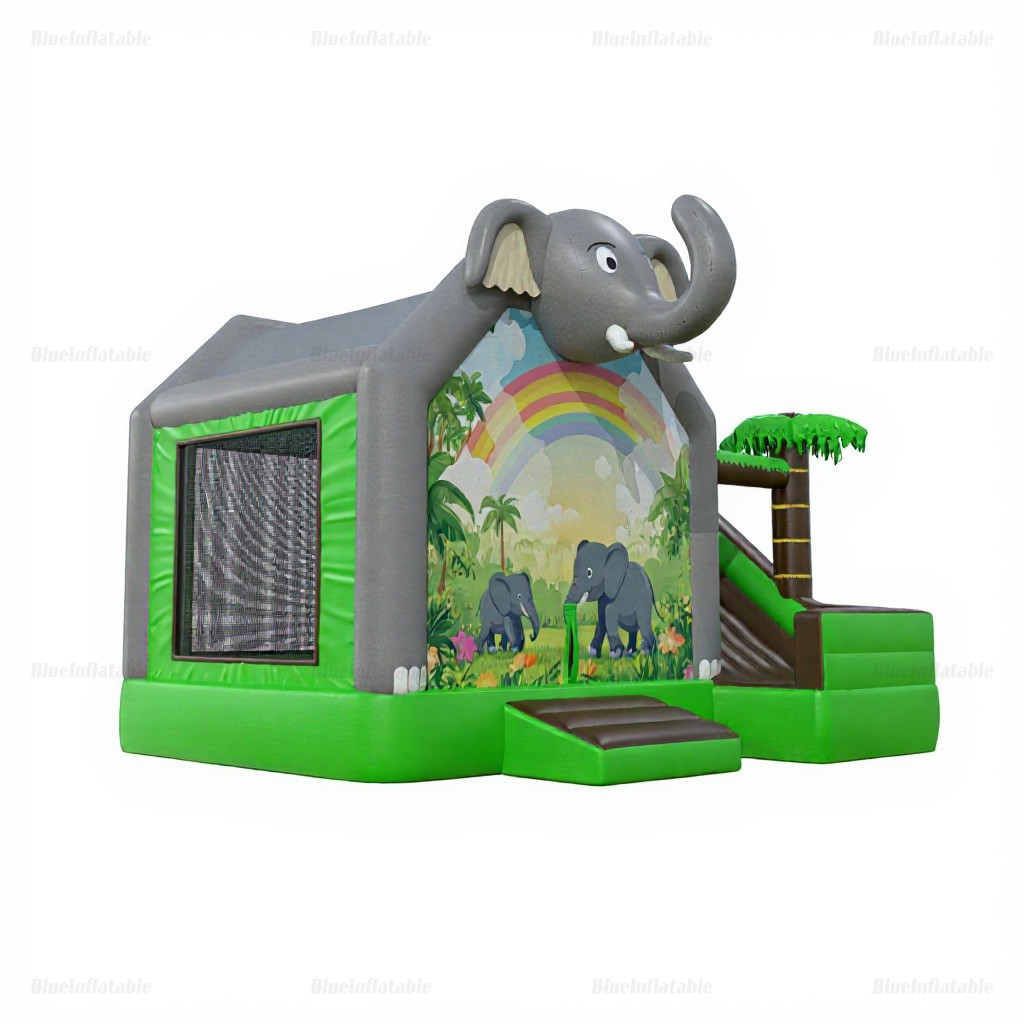 Elephant Jungle Inflatable Bounce House & Slide Combo - Image 2