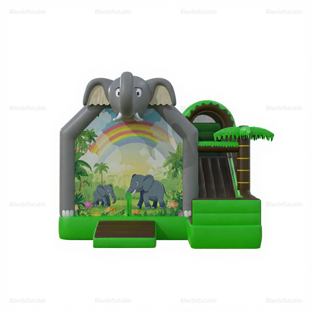 Elephant Jungle Inflatable Bounce House & Slide Combo - Image 4