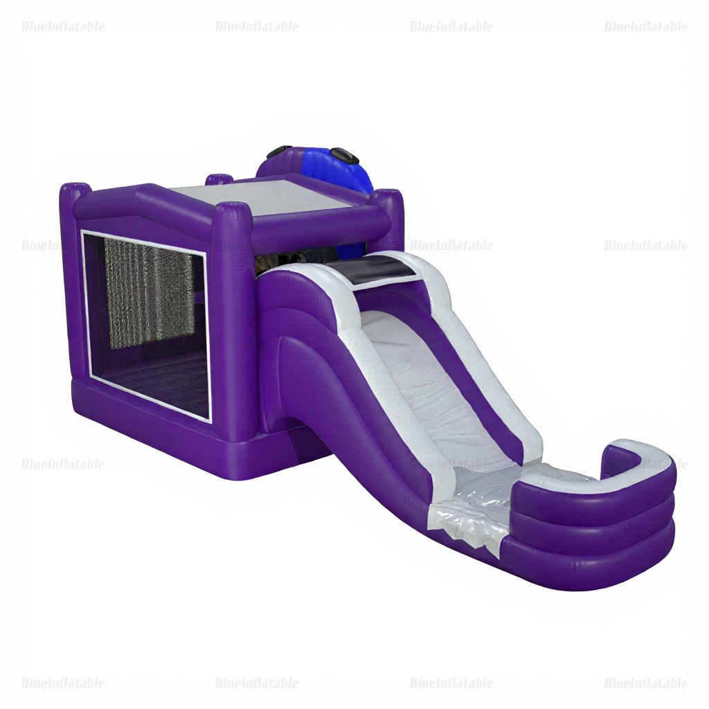 Purple Game Combo Bounce House & Water Slide Rental - Image 5