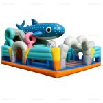 Inflatable Whale Obstacle Course Water Slide Playground