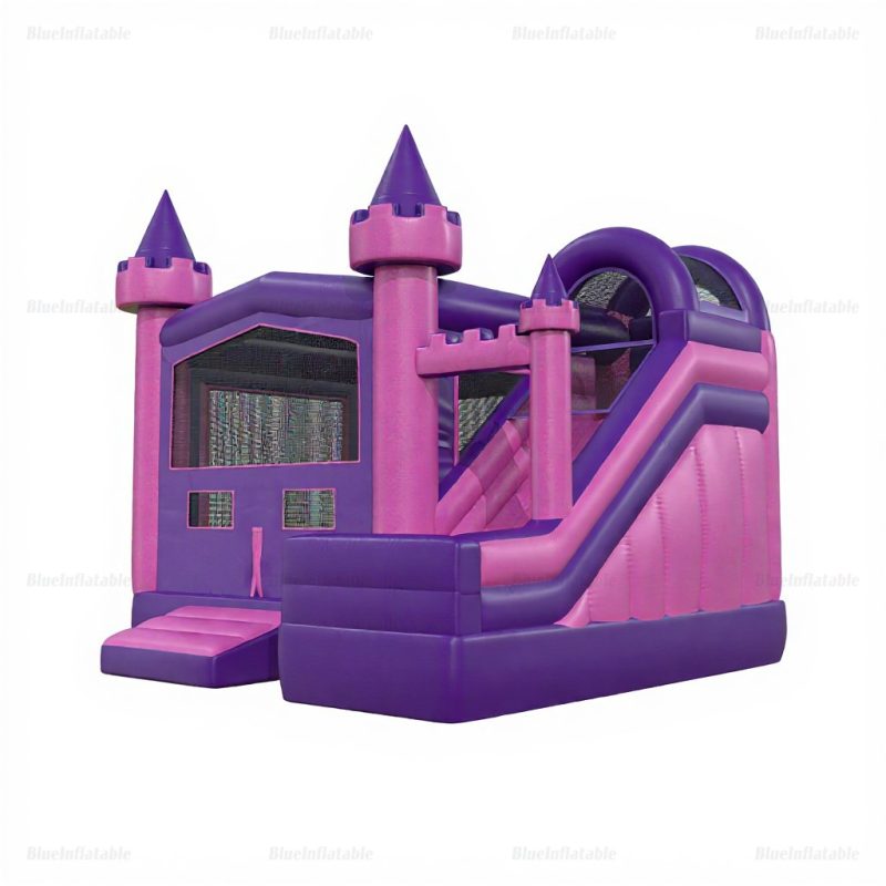 Pink & Purple Inflatable Bounce House with Slide Rental
