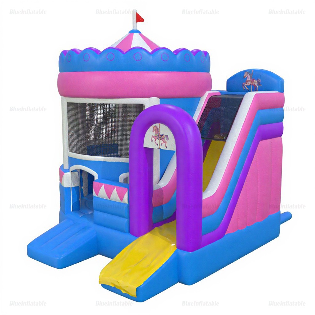 Inflatable Carousel Bounce House and Slide Combo