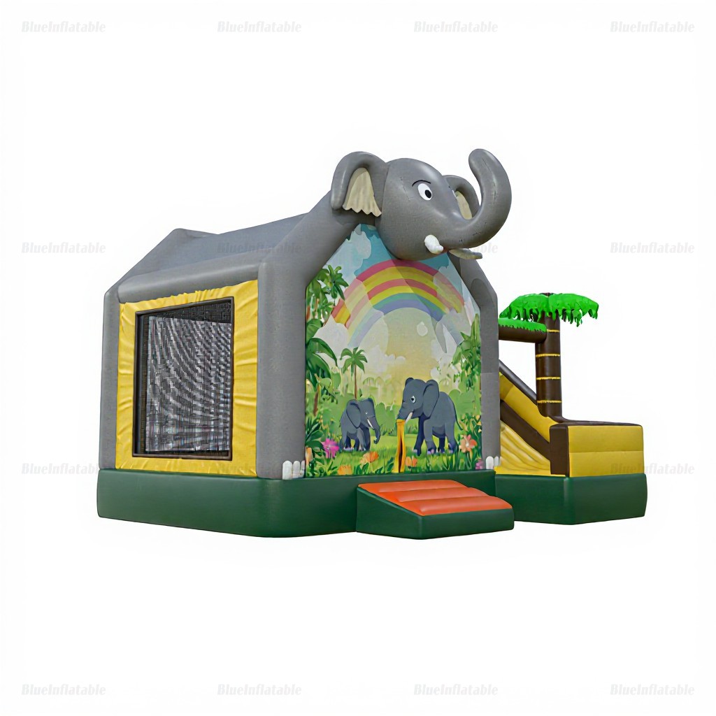 Elephant Jungle Inflatable Bounce House & Slide Combo - Image 2