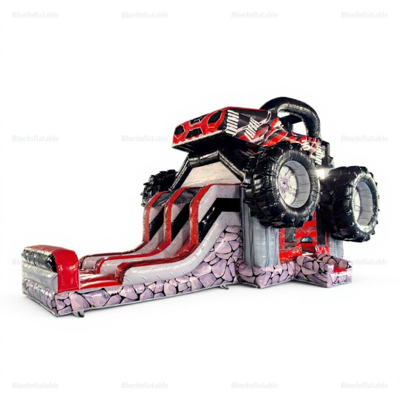 Monster Truck Dual Lane Inflatable Bounce House & Slide