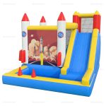 Rocket Inflatable Bounce House with Water Slide & Ball Pit