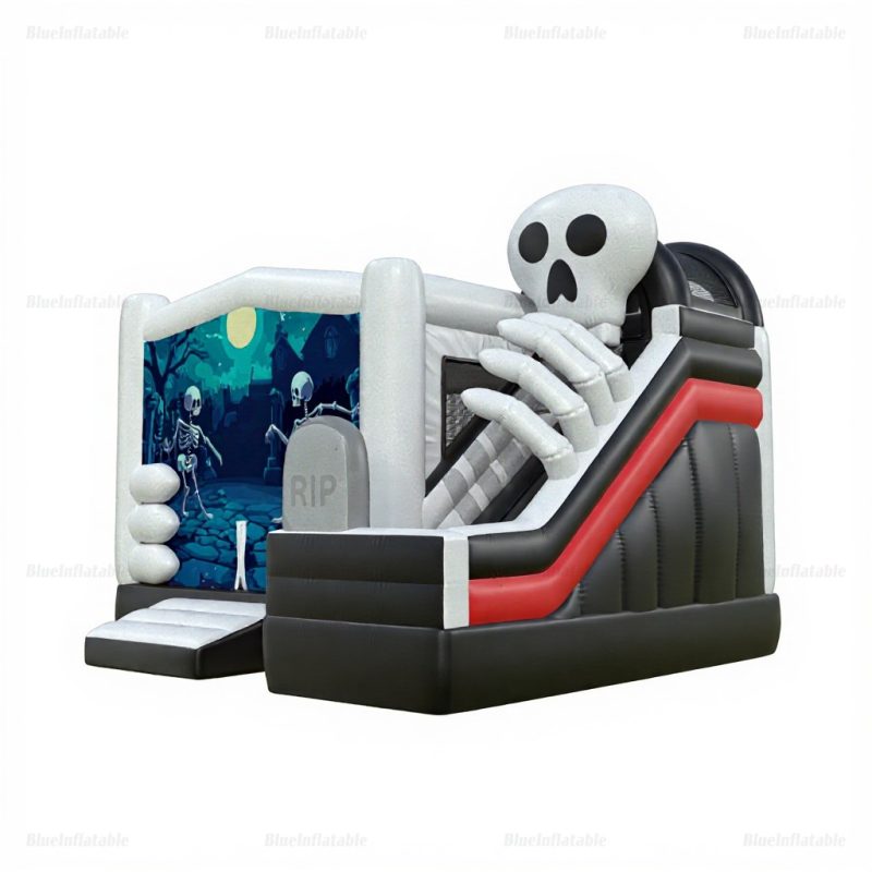 Haunted Skeleton Inflatable Bouncy Castle Slide Combo