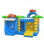 Palm Tree Bounce House & Slide Combo with Fish Theme
