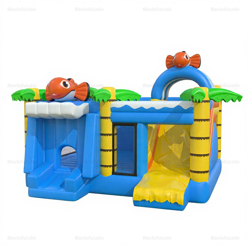 Palm Tree Bounce House & Slide Combo with Fish Theme