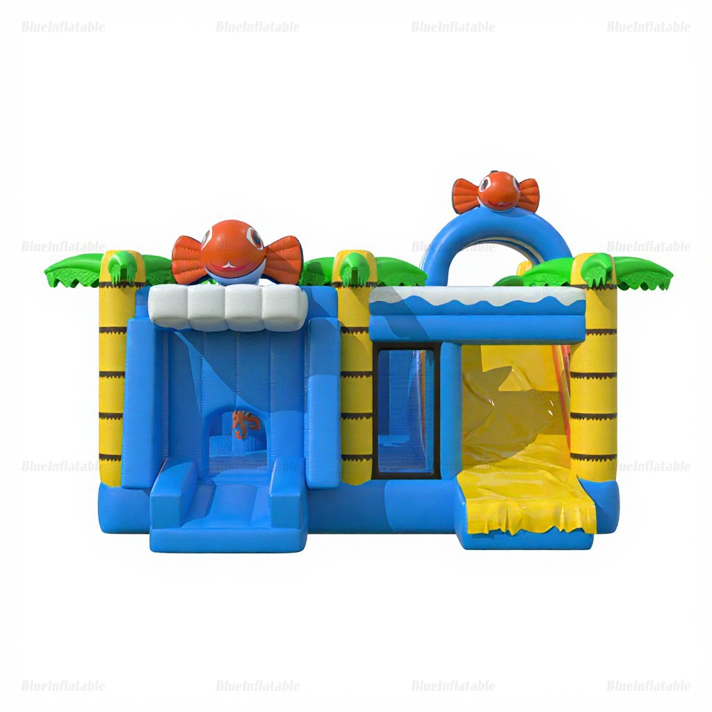 Palm Tree Bounce House & Slide Combo with Fish Theme - Image 5