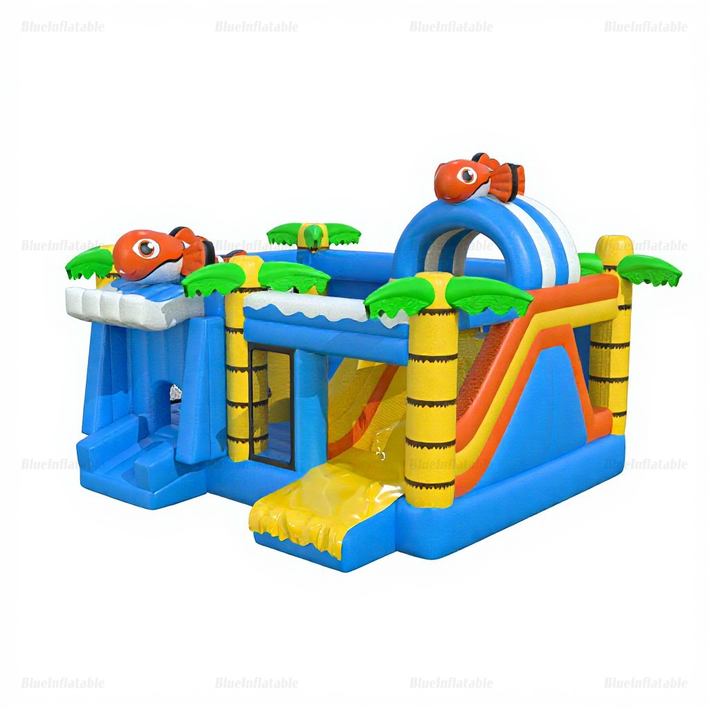 Palm Tree Bounce House & Slide Combo with Fish Theme - Image 7