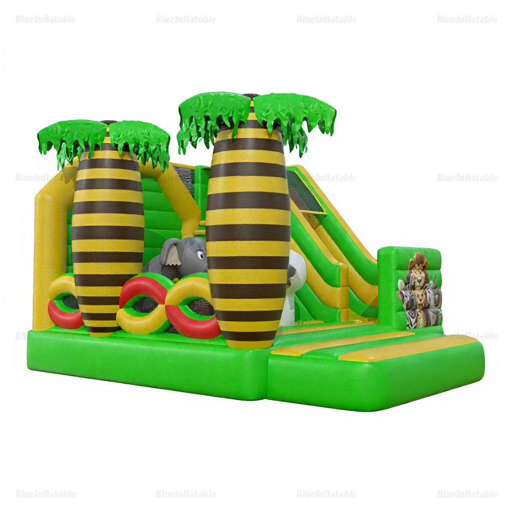Jungle Inflatable Bounce and Slide Outdoor Playhouse - Image 2