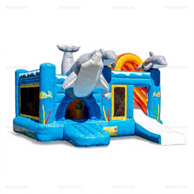Dolphin Inflatable Bounce House with Slide Combo