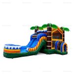 Tropical Ocean Inflatable Water Slide & Bounce House Combo