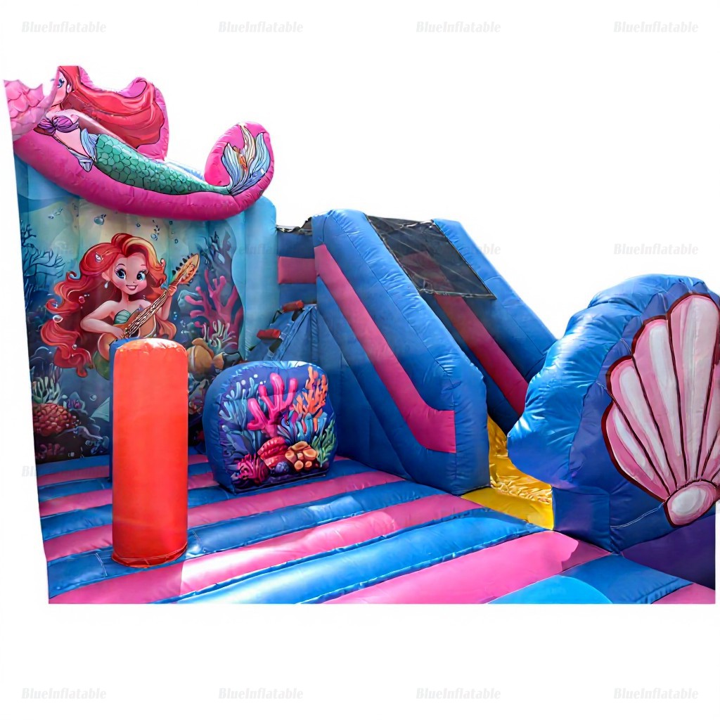 Mermaid Princess Inflatable Bounce House with Slide - Image 3