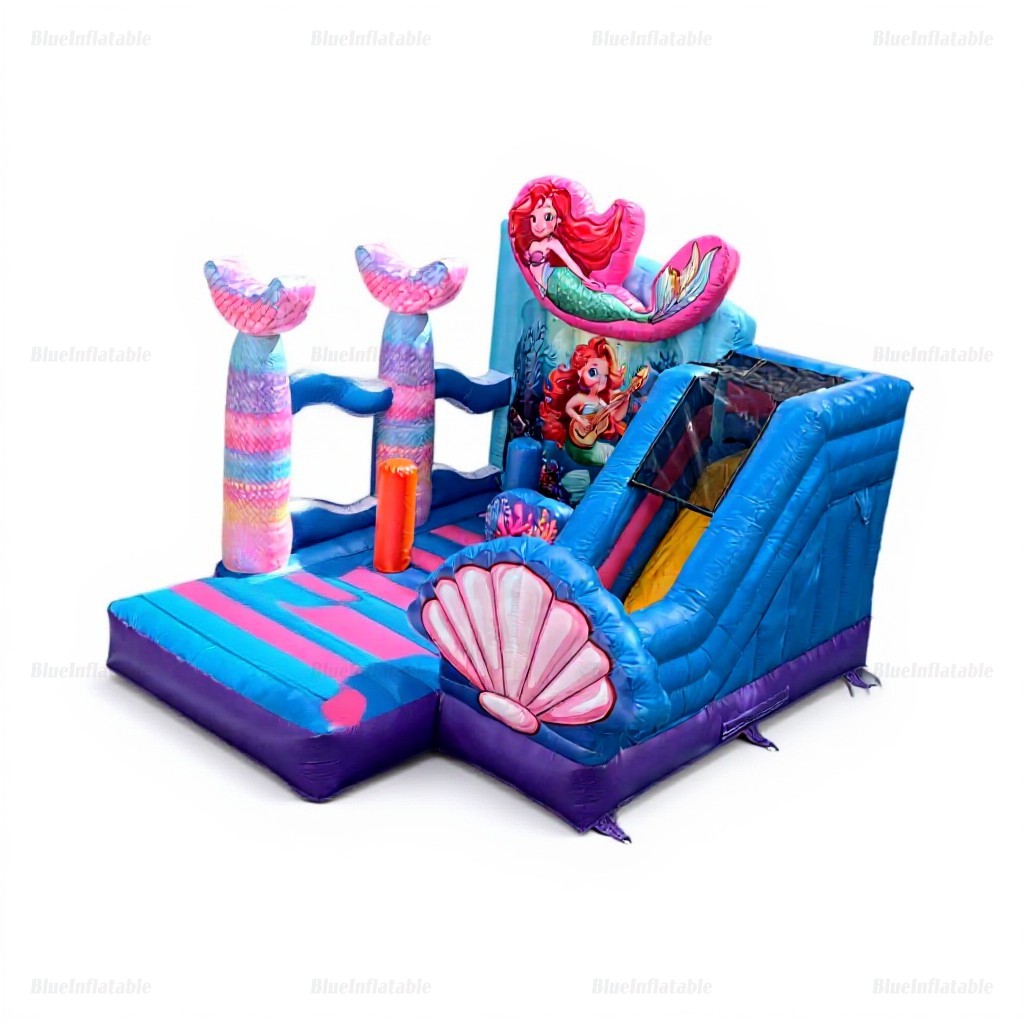 Mermaid Princess Inflatable Bounce House with Slide - Image 4