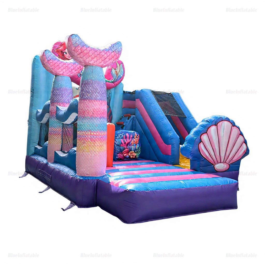 Mermaid Princess Inflatable Bounce House with Slide - Image 8