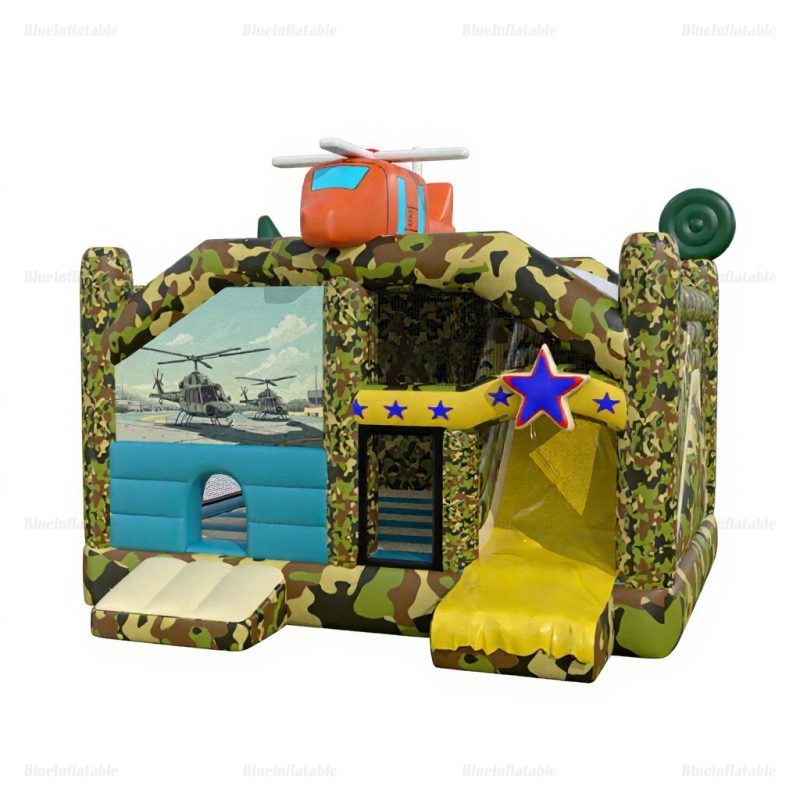 Military Helicopter Bounce House & Water Slide Combo Rental