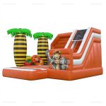 Orange Jungle Animal Inflatable Bounce & Slide Combo