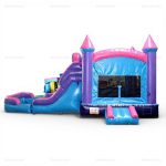 Pink & Purple Bounce House Combo with Inflatable Slide