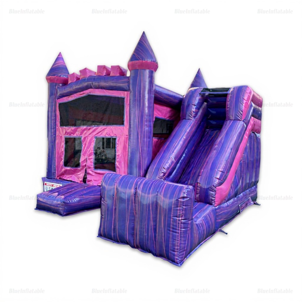Pink & Purple Inflatable Bounce House Slide Combo - Image 2