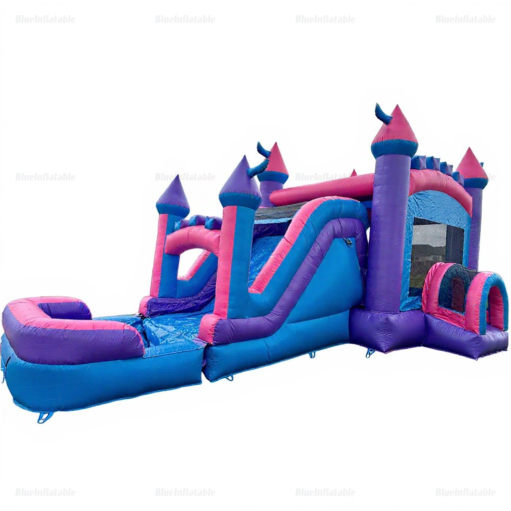 Princess Pink & Purple Inflatable Water Slide Bounce House