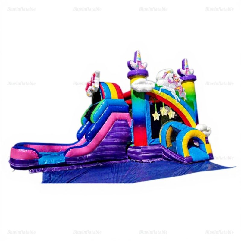 Unicorn Rainbow Inflatable Bounce House & Water Slide Combo