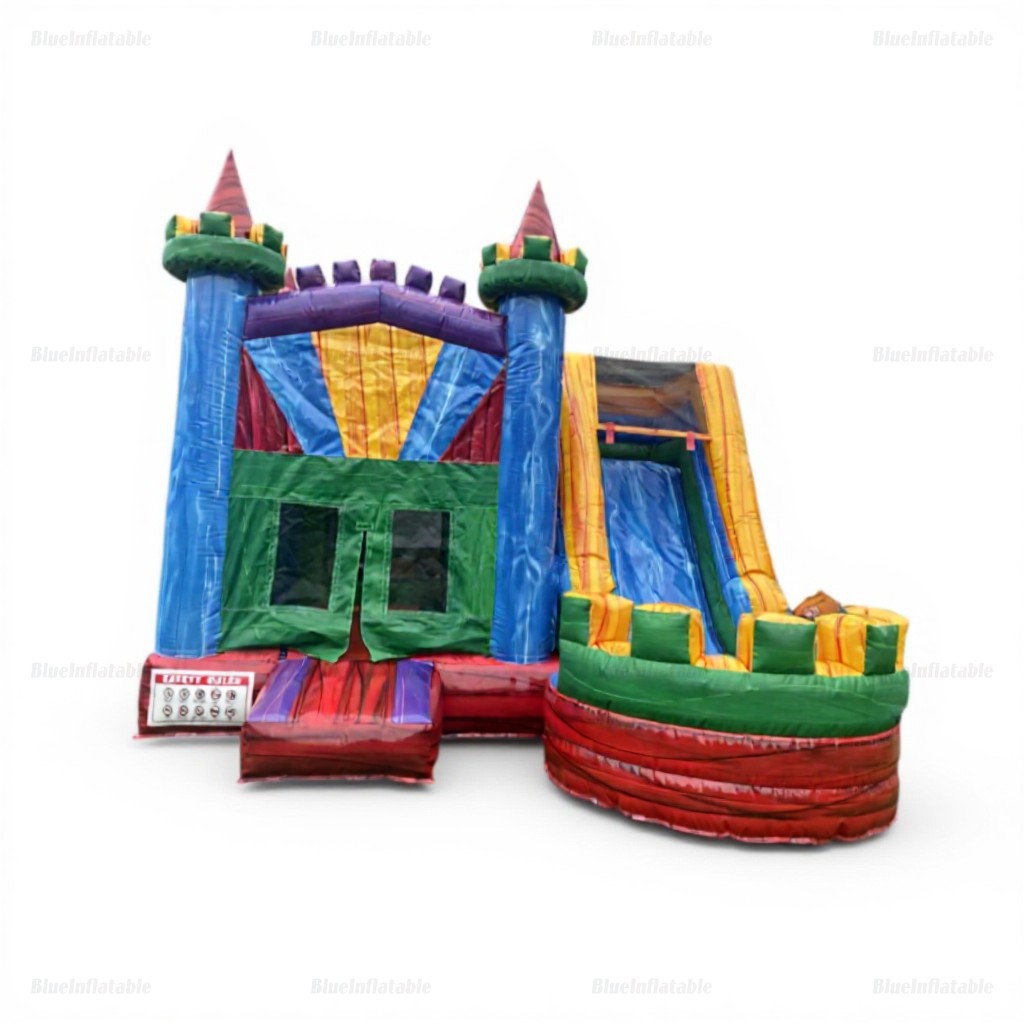 Rainbow Inflatable Bounce House and Slide Combo