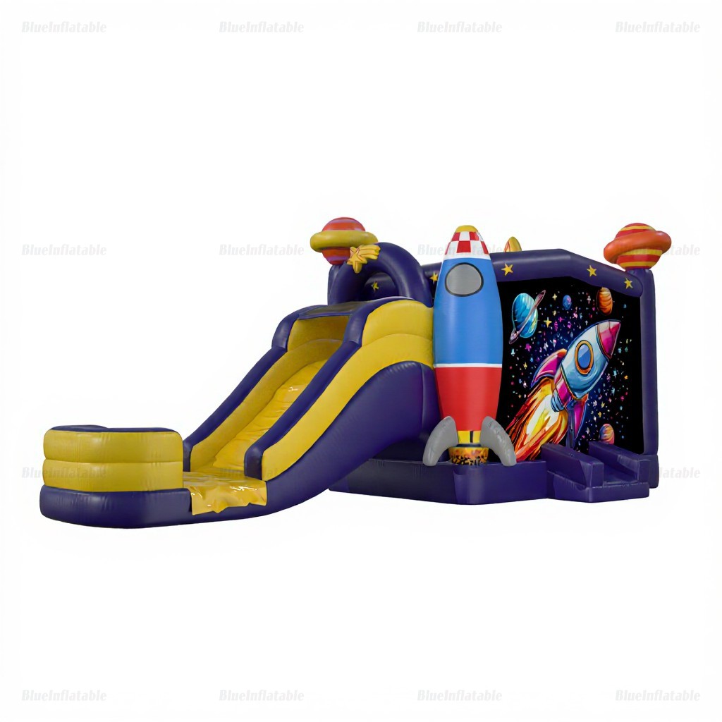 Space-Themed Inflatable Water Slide & Bounce House Combo