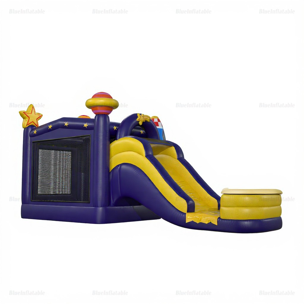 Space-Themed Inflatable Water Slide & Bounce House Combo - Image 2