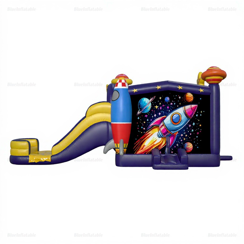 Space-Themed Inflatable Water Slide & Bounce House Combo - Image 4