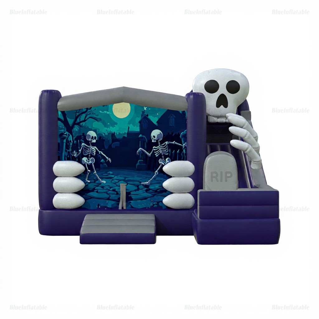 Haunted Skeleton Inflatable Bounce House with Slide - Image 4
