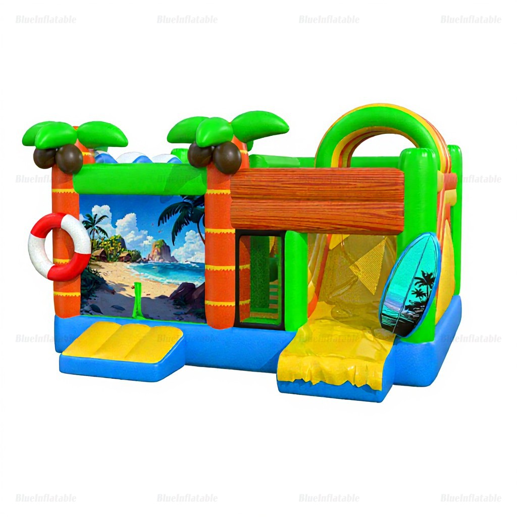 Tropical Ocean Combo Inflatable Bounce House & Slide