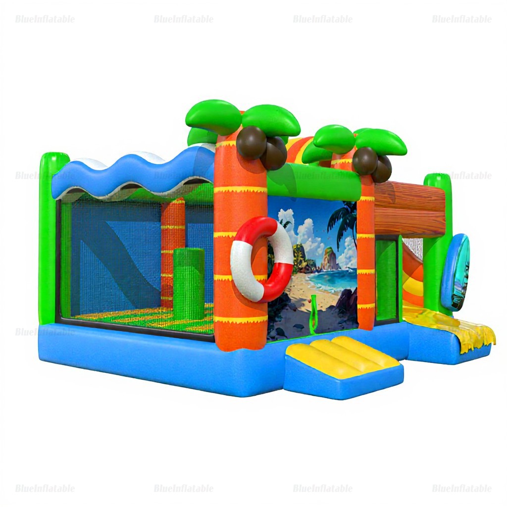 Tropical Ocean Combo Inflatable Bounce House & Slide - Image 3