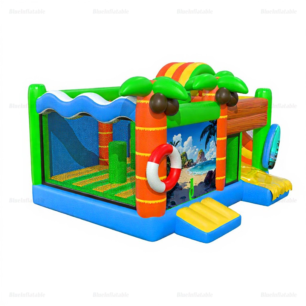 Tropical Ocean Combo Inflatable Bounce House & Slide - Image 6